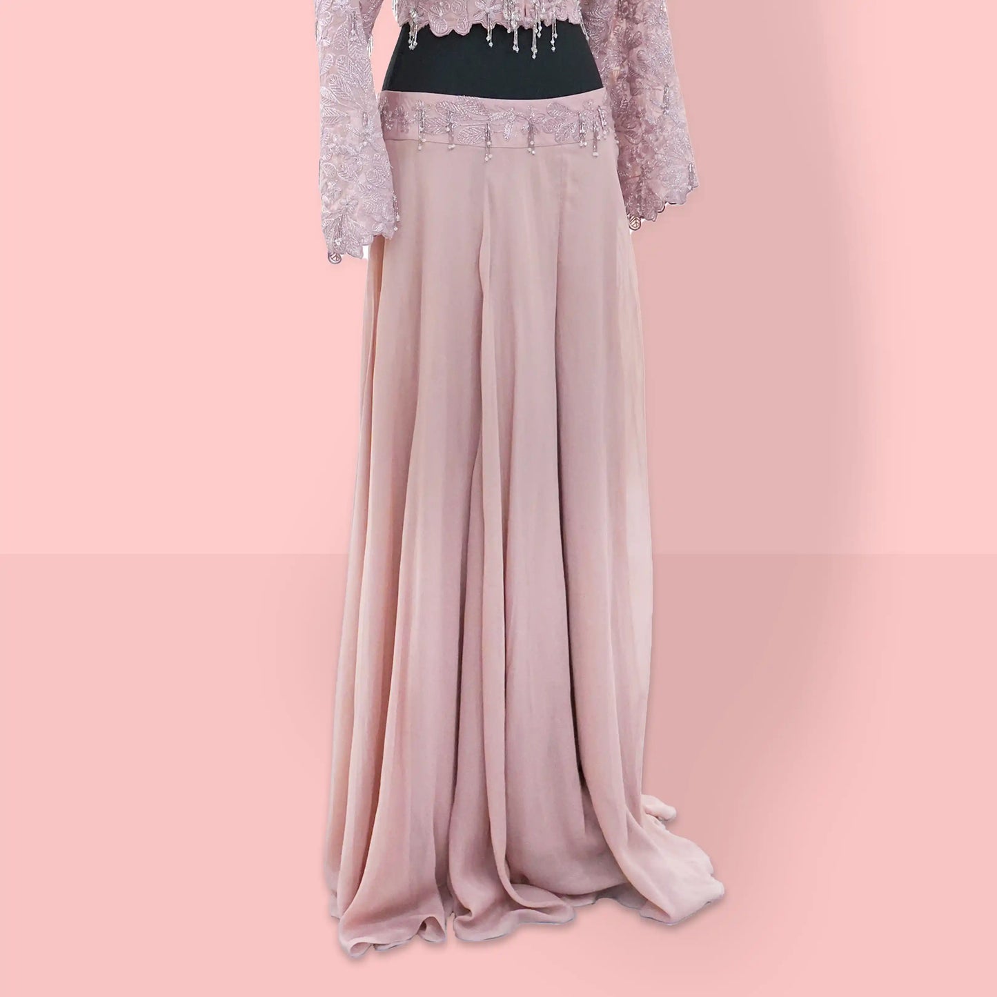 Dusty rose bustier jacket with sharara set